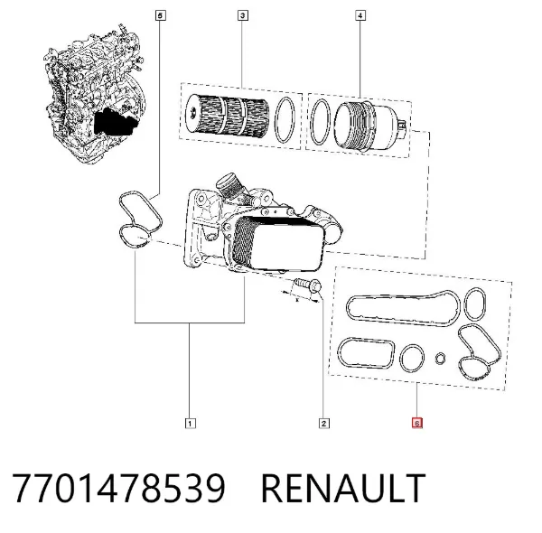 Прокладка радиатора масляного 7701478539 Renault (RVI)