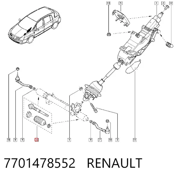 Рулевая тяга 7701478552 Renault (RVI)