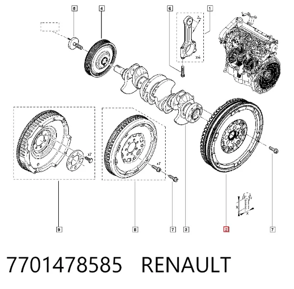 Маховик 7701478585 Renault (RVI)