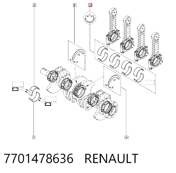 Вкладыши шатунные 7701478636 Renault (RVI)