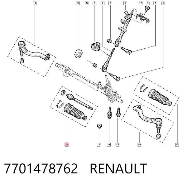 Рулевая тяга 7701478762 Renault (RVI)