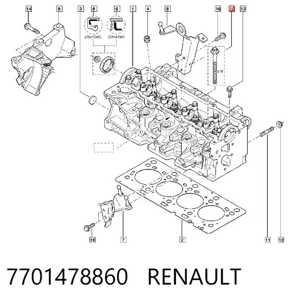 Болт ГБЦ 7701478860 Renault (RVI)