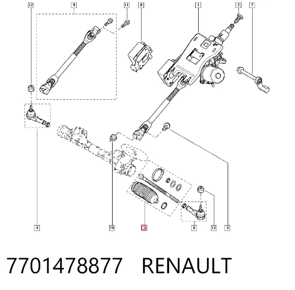 Рулевая тяга 7701478877 Renault (RVI)