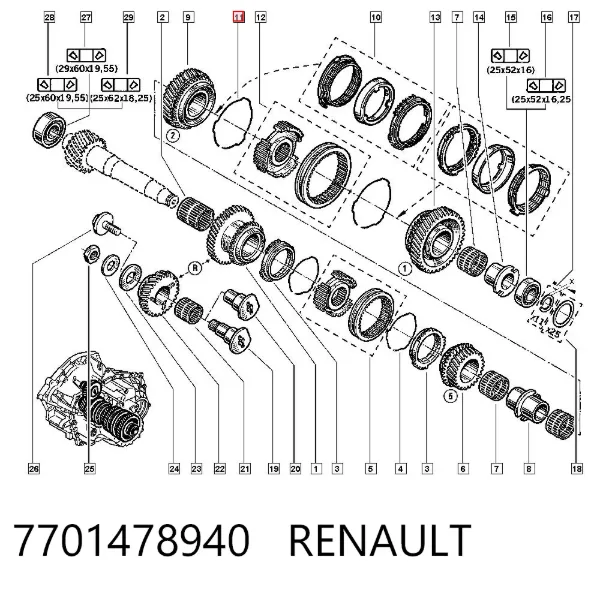 Кольцо стопорное синхронизатора 7701478940 Renault (RVI)