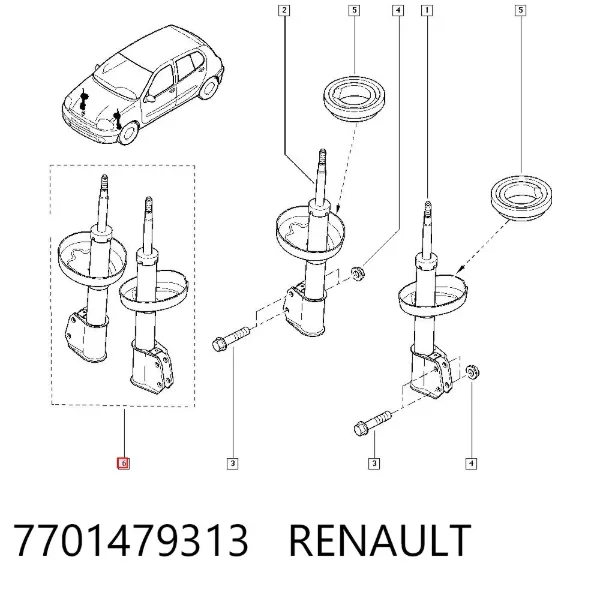 Амортизатор передний 7701479313 Renault (RVI)