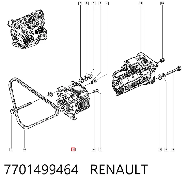 Генератор 7701499464 Renault (RVI)
