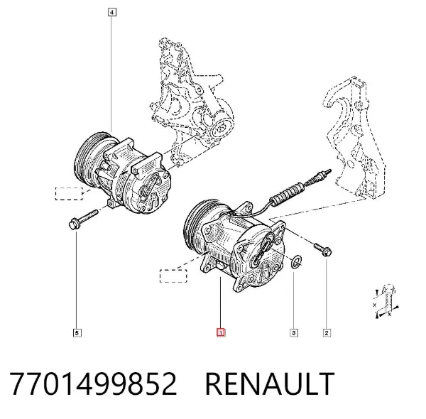 Компрессор кондиционера 7701499852 Renault (RVI)