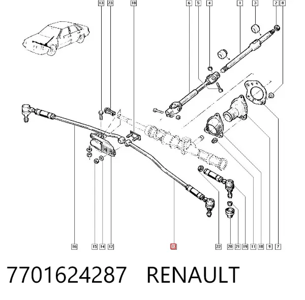 Тяга рулевая левая 7701624287 Renault (RVI)