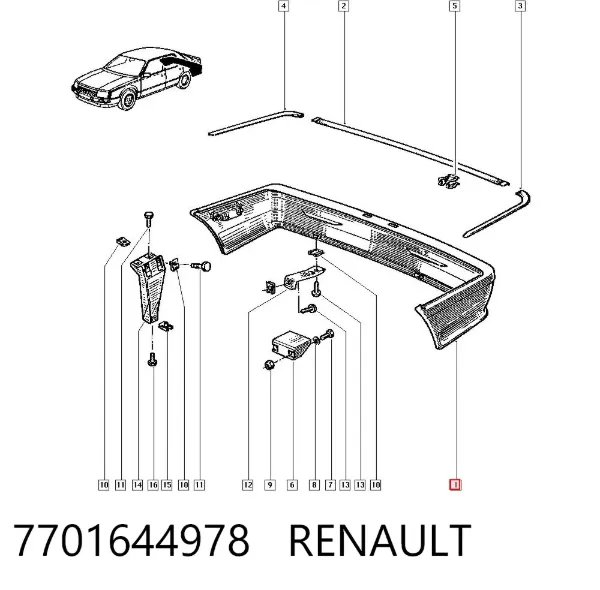 Задний бампер 7701644978 Renault (RVI)