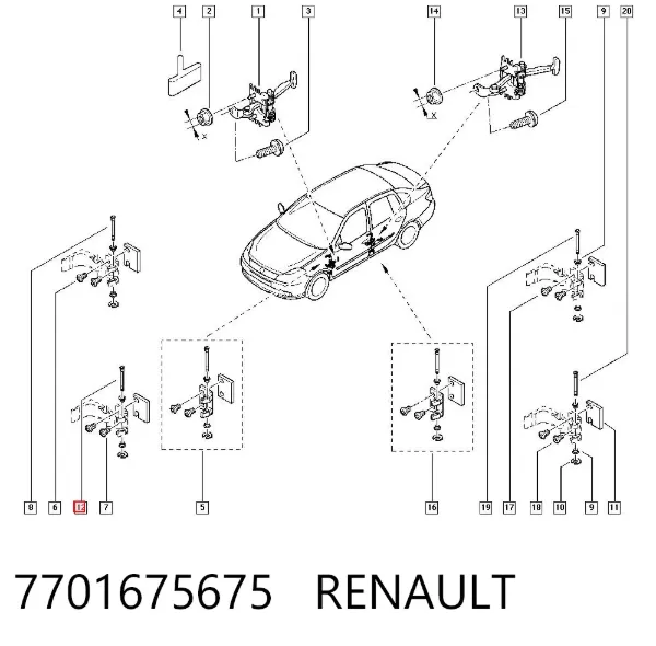 Палец (шплинт) дверной петли 7701675675 Renault (RVI)