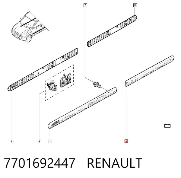 Молдинг крыла заднего левого 7701692447 Renault (RVI)