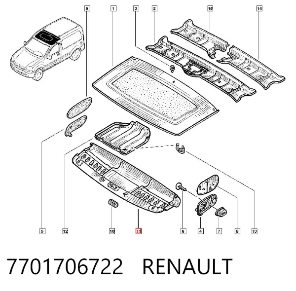Обивка крыши (потолок) 7701706722 Renault (RVI)