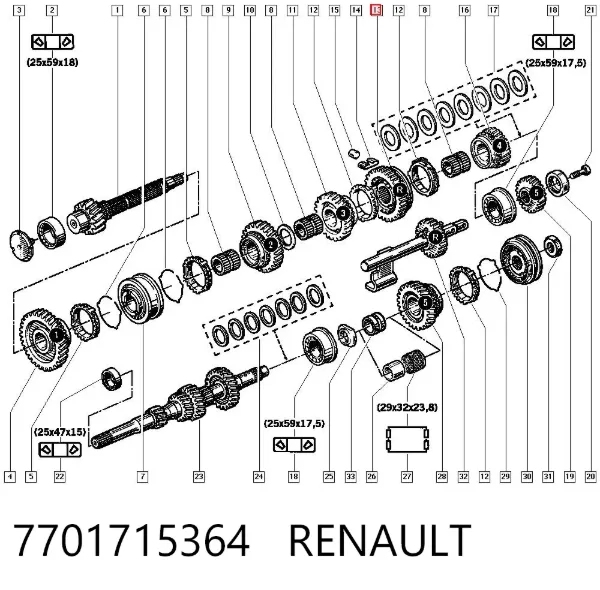 Шестерня 4-й передачи ведомая 7701715364 Renault (RVI)