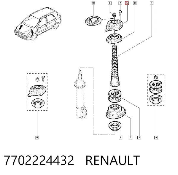 Опора переднего амортизатора 7702224432 Renault (RVI)