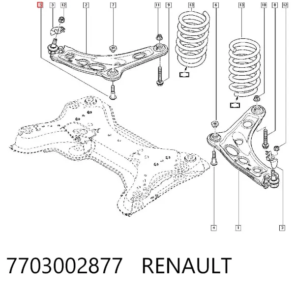 Болт нижнего рычага 7703002877 Renault (RVI)