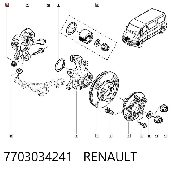 Болт крепления амортизатора переднего 7703034241 Renault (RVI)