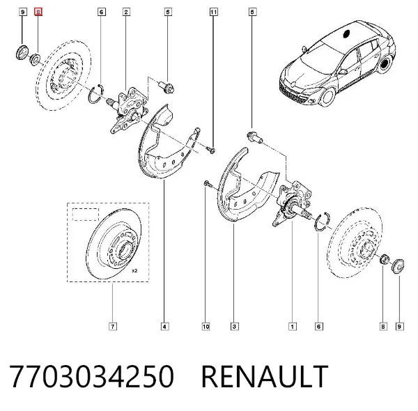 Гайка передней ступицы 7703034250 Renault (RVI)