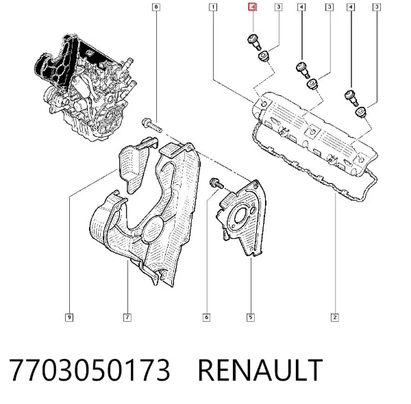 Болт клапанной крышки ГБЦ 7703050173 Renault (RVI)