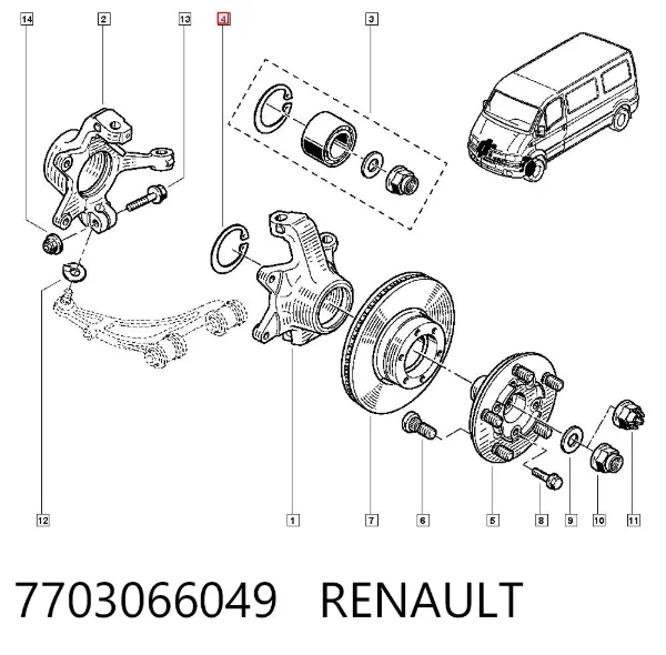 Подшипник задней ступицы 7703066049 Renault (RVI)