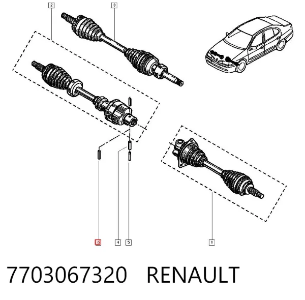 Штифт внутреннего ШРУСа полуоси 7703067320 Renault (RVI)