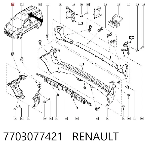 Пистон (клип) крепления молдинга двери 7703077421 Renault (RVI)