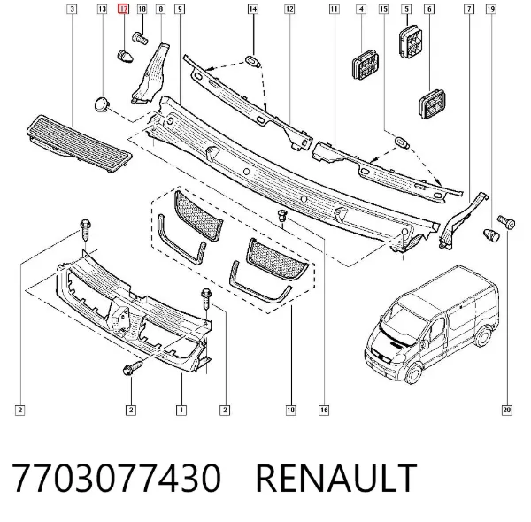 Пистон крепления обшивки двери 7703077430 Renault (RVI)