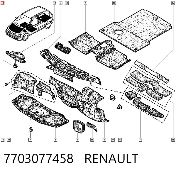 Пистон крепления подкрылок 7703077458 Renault (RVI)