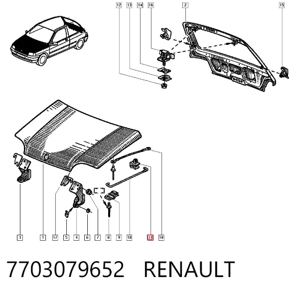 Фиксатор упора капота 7703079652 Renault (RVI)