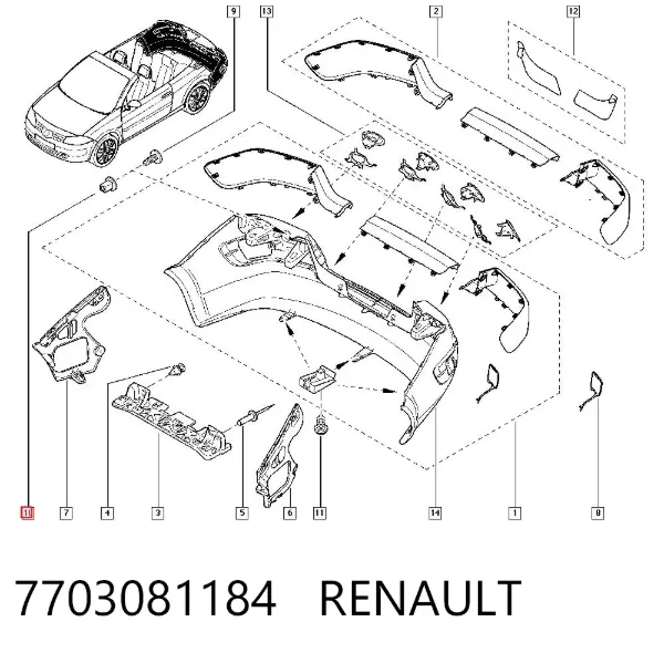 Пистон крепления обшивки двери 7703081184 Renault (RVI)