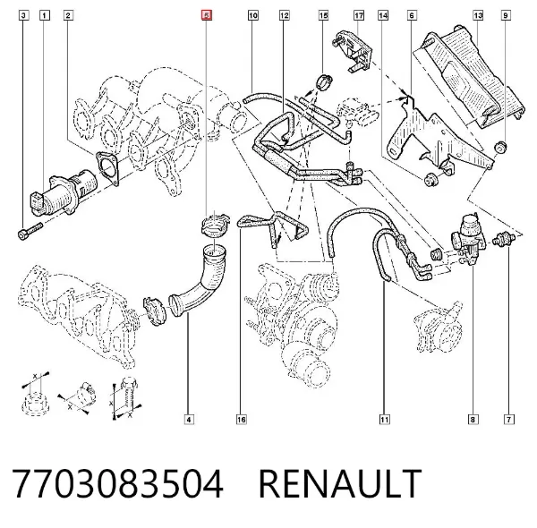 Хомут патрубка клапана EGR 7703083504 Renault (RVI)