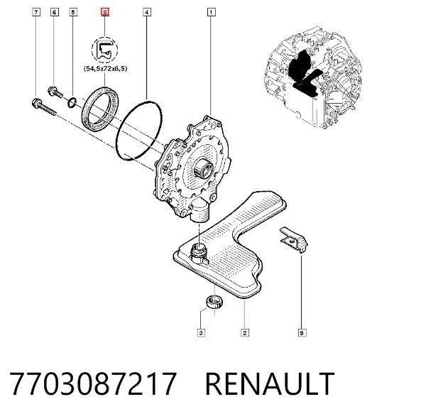 Сальник АКПП/КПП (входного/первичного вала) 7703087217 Renault (RVI)