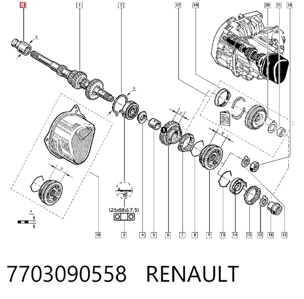 Направляющая первичного вала КПП 7703090558 Renault (RVI)