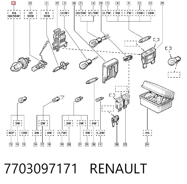 Лампочка галогенная 7703097171 Renault (RVI)