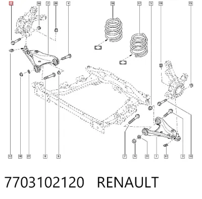 Болт крепления передней шаровой опоры к цапфе RENAULT 7703102120