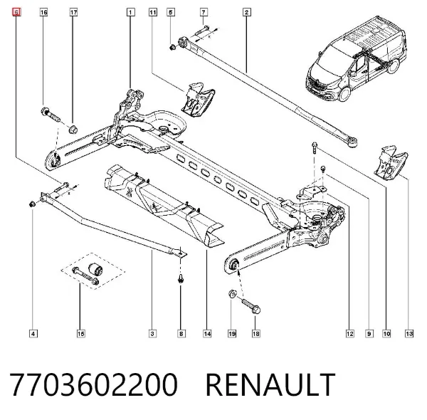Болт крепления подрамника 7703602200 Renault (RVI)