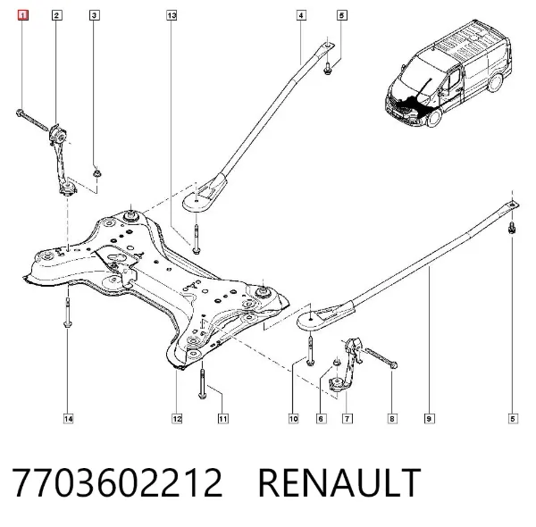 Болт крепления подрамника 7703602212 Renault (RVI)
