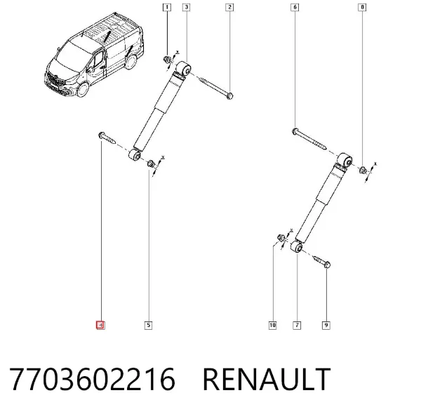 Болт крепления амортизатора заднего 7703602216 Renault (RVI)