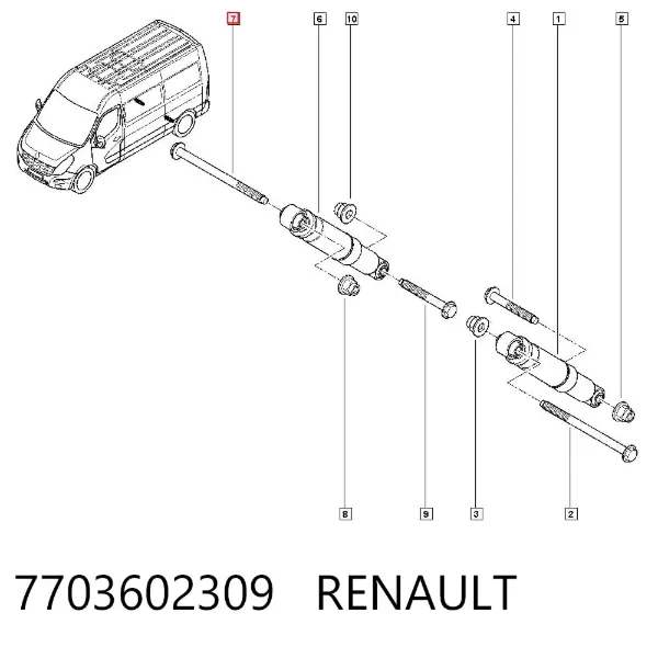 Болт крепления амортизатора заднего 7703602309 Renault (RVI)