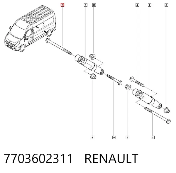 Болт крепления амортизатора заднего 7703602311 Renault (RVI)