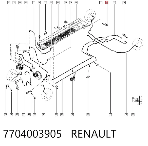 Задний тормозной шланг 7704003905 Renault (RVI)