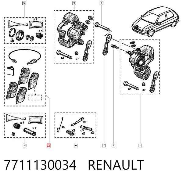 Передние тормозные колодки 7711130034 Renault (RVI)