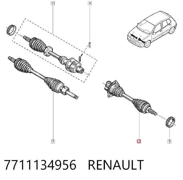 Левая полуось 7711134956 Renault (RVI)
