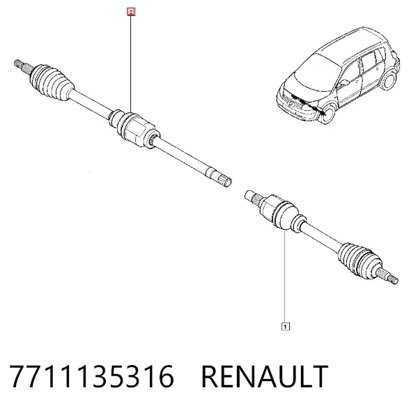 Правая полуось 7711135316 Renault (RVI)