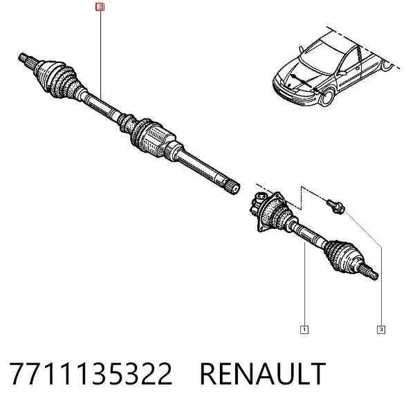 Правая полуось 7711135322 Renault (RVI)