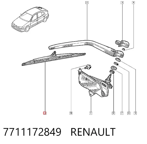 Дворник задний 7711172849 Renault (RVI)
