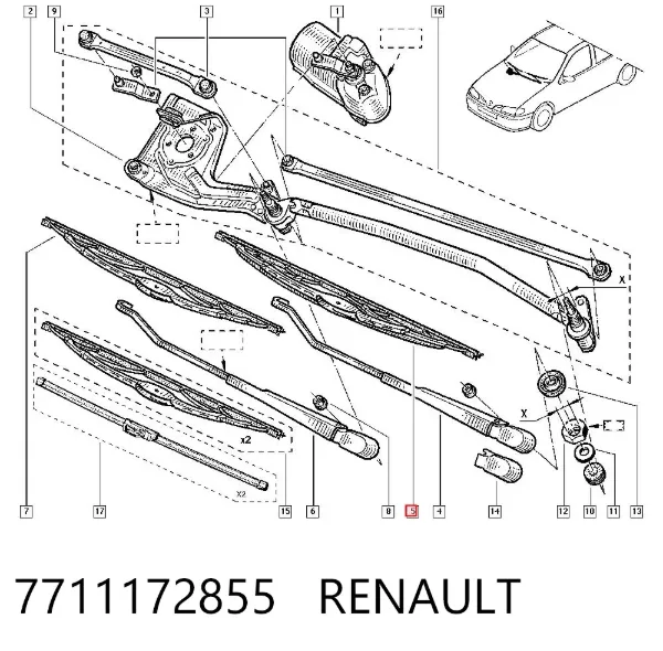Щетка-дворник лобового стекла водительская 7711172855 Renault (RVI)
