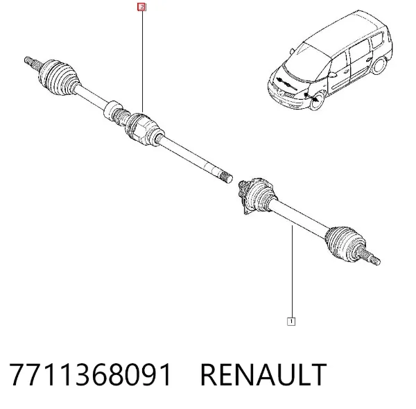 Правая полуось 7711368091 Renault (RVI)