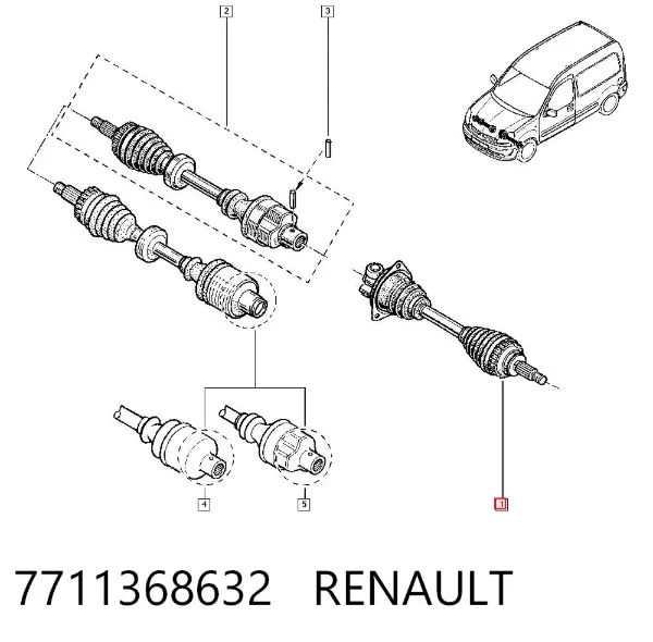 Левая полуось 7711368632 Renault (RVI)