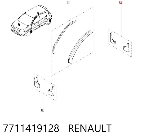 Задние брызговики 7711419128 Renault (RVI)