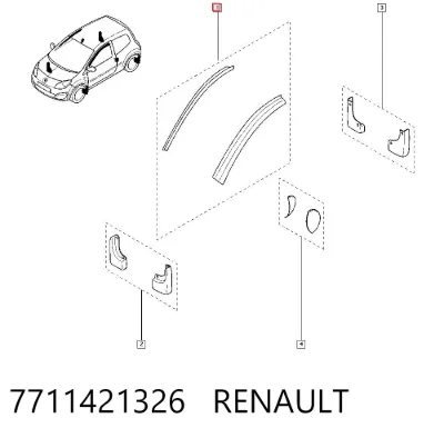 Дефлектор окон на стекло двери, комплект 2 шт RENAULT 7711421326